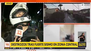 Reportan caída de revestimiento en edificio Dos Providencias tras fuerte temblor en la zona central [upl. by Stclair]