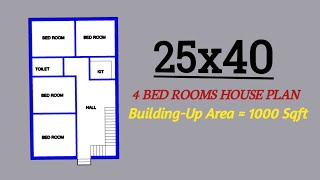 4 Bed Rooms House Plan  25x40 home design 1000 sqft building plan  2540 Makan Ka Naksha [upl. by Eniad]