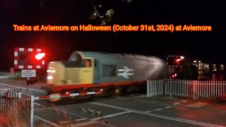 Trains at Aviemore on Halloween night 311024 [upl. by Esiuol]