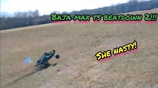 Rovan baja max ts violent beatdown and huge crash on ice studs [upl. by Minnnie]