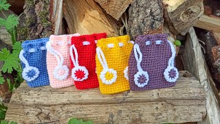 Mini crochet bag tutorial  Case for headphones crochet [upl. by Tiffie]