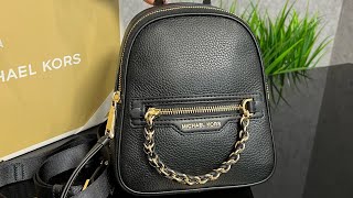 Распаковка рюкзака MICHAEL KORS Elliot ExtraSmall Pebbled Leather Backpack black [upl. by Adnah]