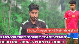 Hero Isl Points Table 202425 With Santosh Trophy Group Wise Team Details [upl. by Cy876]