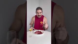 Enjoying a raw ribeye raw bison sirloin and olive oil keto steak beef bison nutrition [upl. by Kenti]