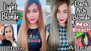 Light Blonde to DARK ASH BLONDE hair color  NO BLEACH Murang Home Service Hair Color  blush rivera [upl. by Baal]