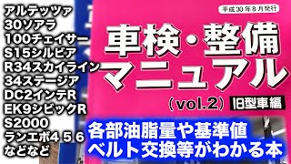 【整備士向け動画】旧車に足を突っ込み始めているJDMスポーツカー達の各部油脂量や基準値、ベルト交換要領等が書いてある本！車検整備マニュアルvol2【公論出版】【PR】 [upl. by Llieno]