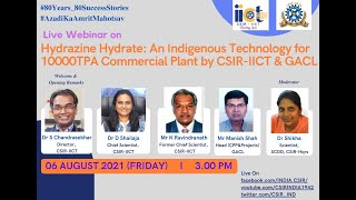 Hydrazine Hydrate An Indigenous Technology for 10000TPA Commercial Plant by CSIRIICT amp GACL [upl. by Davina]