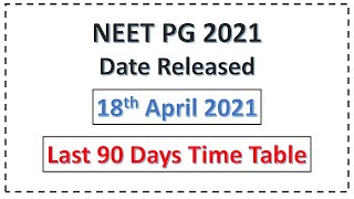 NEET PG 2021 DATE ANNOUNCED  Time Table for last 90 Days  Crack NEET PG 2021 [upl. by Acinom]