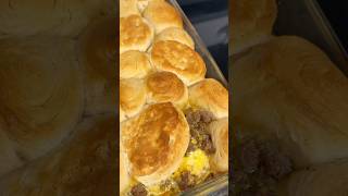 Breakfast Casserole eggs sausage bacon cheese biscuit breakfast breakfastcasserole ovenbaked [upl. by Nesyaj]