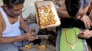 How Beautiful Gold Jewellry Is Made From Old One  DIY Gold Jewelry Making [upl. by Niras]