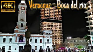 4K VERACRUZ de noche por la playa de Veracruz  boca del rio malecón y bulevar [upl. by Yrret]