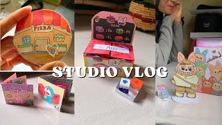 Made 3 play book box labubu dessert mini store paper craft diy  studio vlog [upl. by Frere344]