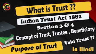 Meaning Of Trust Trustee Beneficiary amp Void Trust Section 3  4 of Indian Trust Act 1882 in hindi [upl. by Perloff]