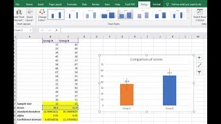 Confidence intervals and error bars using MSExcel [upl. by Nicoli]