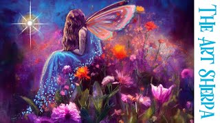 Fairy in Flowers Fantasy Art 🦋🌺🌟 How to paint acrylics for beginners Paint Night at Home [upl. by Zetana]