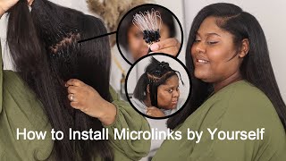 How to Install Microlinks by Yourself on Short Natural Hair Time Saving New Microlinks ft Ywigs [upl. by Madelene421]