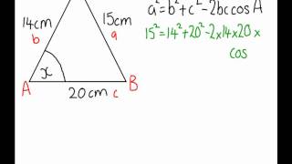 Cosine Rule Finding a Missing Angle [upl. by Adigirb]