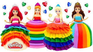 DIY Making Play Doh Rainbow Dresses for Princess Dolls [upl. by Olegnaleahcim42]