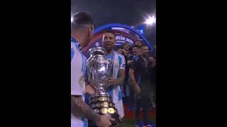 Messi Calls Di Maria and Otamendi To lift Copa America 2024  Emotional Football Momentquot  Argentina [upl. by Euginimod]