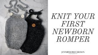 HOW TO KNIT A NEWBORN ROMPER  BABY PHOTOGRAPHY PROP  BEGINNER KNITTING PROJECT [upl. by Salzhauer]