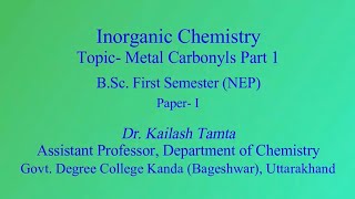 Metal Carbonyls Part 1 [upl. by Tutt]