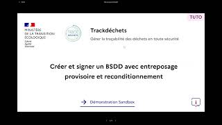 TUTO 3 BSDD Comment créer un bordereau avec entreposage provisoire ou reconditionnement [upl. by Ymor]