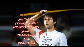 Jan Zelezny Czech Republic WORLD RECORD javelin Bislett Games Oslo 19900714 [upl. by Dielle]