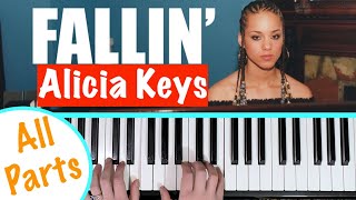 How to play FALLIN  Alicia Keys Piano Tutorial chords accompaniment [upl. by Siriso]