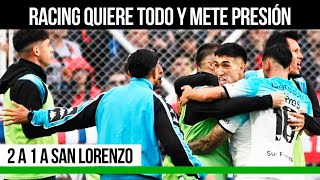 RACING SE ILUSIONA POR TODO  2 A 1 A SAN LORENZO Y LISTO PARA LA COPA SUDAMERICANA ¿Y EL TORNEO [upl. by Palila976]