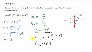 Convert Rectangular Coordinates To Polar Coordinates Example 2 [upl. by Onitsirc]