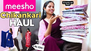 HUGE Meesho chikankari kurtakurta set haul ❤️l Starting Rs 334 only 🥰l Meesho haul l Try on [upl. by Skiba]