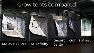 Grow Tent ComparisonMARS HYDRO BEATS AC Infinity Vivosun Gorilla Secret Jardin [upl. by Strohben]