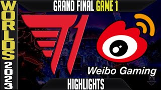 T1 vs WBG Highlights Game 1  S13 Worlds 2023 GRAND FINAL  T1 vs Weibo Gaming G1 [upl. by Kcirtapnaes]