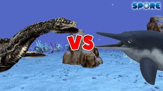 Plesiosaurus vs Ichthyosaurus  Dino Deathmatch S1E8  SPORE [upl. by Nosmas]