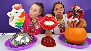 Real Food VS Gummy Food Challenge Halloween Special [upl. by Dremann]