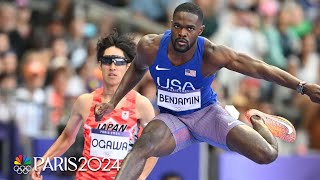 Rai Benjamin in cruise control to open 2024 Paris Olympics with 400m hurdle heat win  NBC Sports [upl. by Gnod]