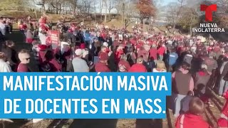 Manifestación masiva de docentes en Massachusetts [upl. by Eenyaj]