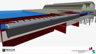 Animatie invaren en afzinken tunnelelement NoordZuidlijn onder Amsterdam Centraal Station door SImP [upl. by Eyla]