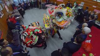 WKFFC  CHINESE NEW YEAR 2024 Lion Dance at Lees Family Association NY Office [upl. by Kenweigh]