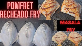 POMFRET RECHEADO MASALA FRY  GOAN STYLE POMFRET FRY  Cleaning Pomfret fish [upl. by Vicky667]