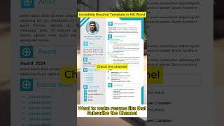 Incredible Resume Template in ms word Free bestresumeformat [upl. by Schlosser]