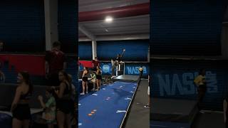 Almost got STUCK MID AIR 😳 shorts cheer stunt flips [upl. by Nairb]