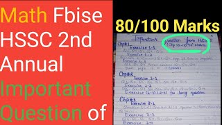 hssc 1 important question of mathsimportant question of math class 11 fbisemath guess paper 2024 [upl. by Mayeda]