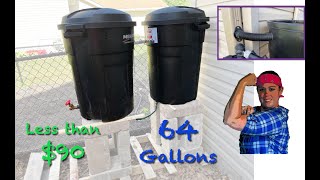 DIY Rain Barrel System w Trash Cans amp Rain Barrel Diverter Kit [upl. by Chryste532]