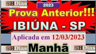 Prova Anterior Ibiúna  Aplicada em 12032023 Concurso Banca SHDIAS  shdias Link na Descrição [upl. by Aehsal]