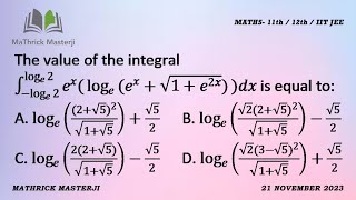 The value of the Integral ex log ex√1e2x to the base e from log 2 to log 2 is equal to [upl. by Lauryn]