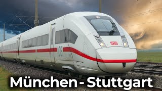 Quer durch Süddeutschland im ICE 4  München  Augsburg  Ulm  Stuttgart  4K Führerstandsmitfahrt [upl. by Jacobson910]