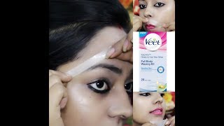 How To Wax Eyebrows amp Facial Hairs At Home With VEET WAX STRIPS Step By Step IN HINDI [upl. by Susie]