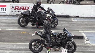 H2 Ninja vs Hayabusa  motorcycles drag racing [upl. by Mrots]