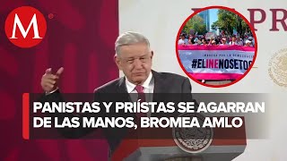 quotAgarraditos de las manos van a ir a la marchaquot  AMLO [upl. by Lemal]